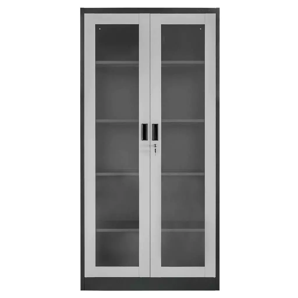 Dulap birou usi sticla, grafit/gri, 90x40x185cm [3]
