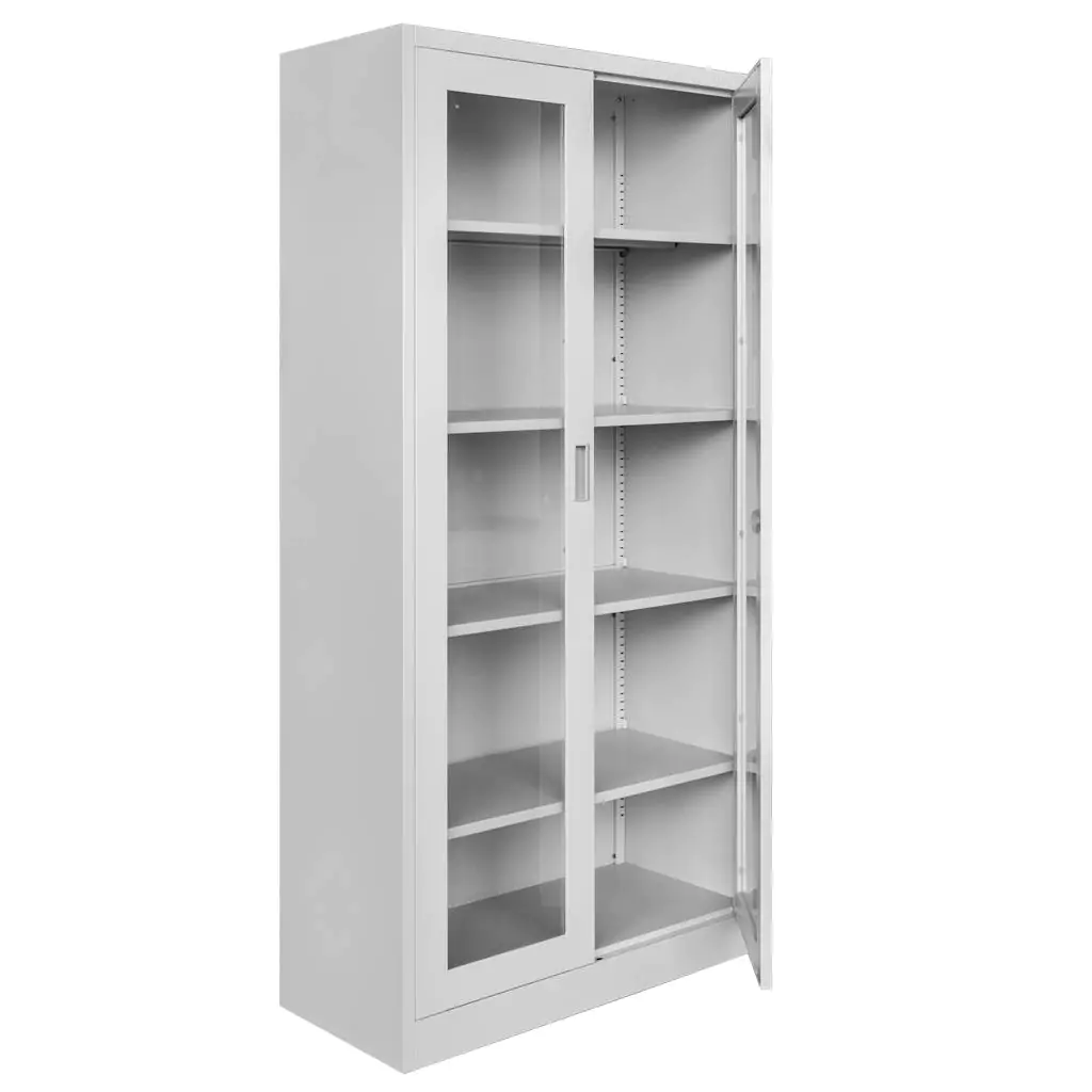 Dulap birou usi sticla, gri, 90x40x185cm [4]