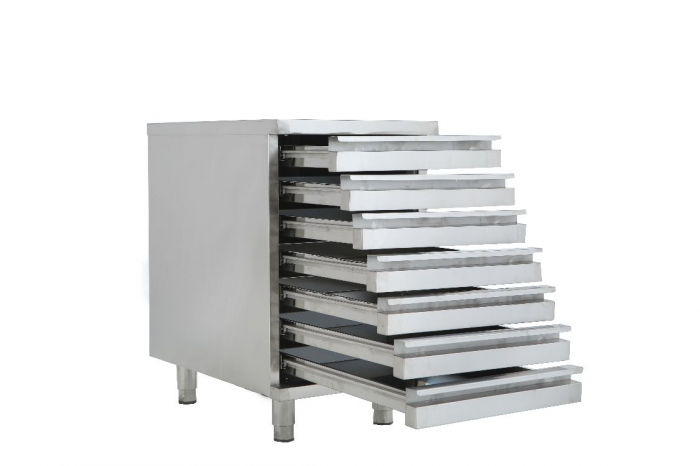 Dulap cu 7 sertare pentru casete aluat pizza, 600x400x75 mm [2]