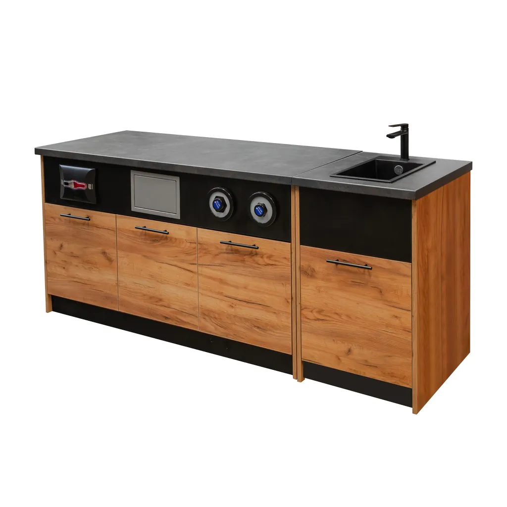 Dulap cu chiuveta si baterie, 90x54x60 cm, stejar kraft [4]
