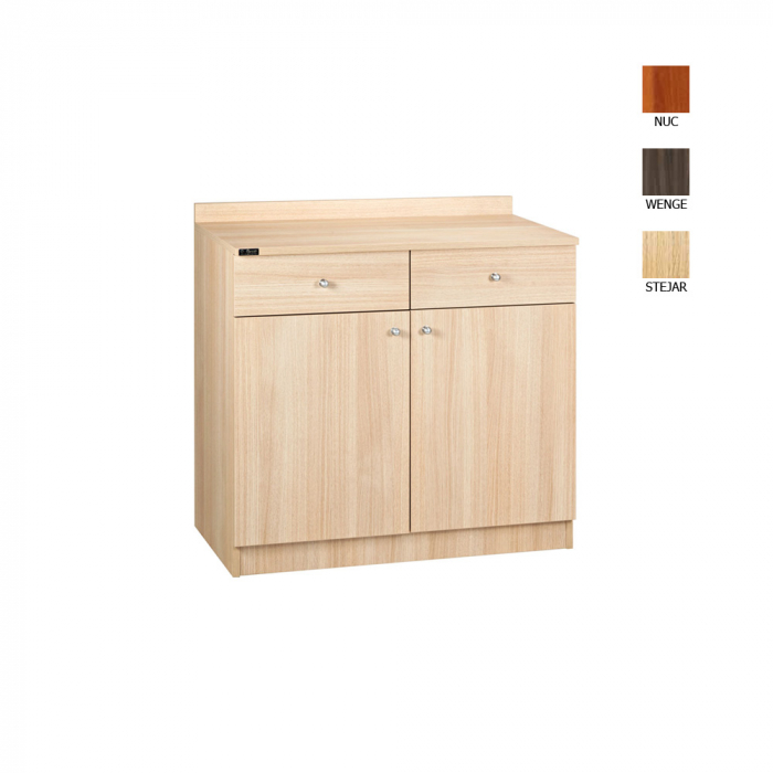 Dulap din PAL melaminat cu 2 usi si 2 sertare, culoare nuc, 900x480x950 mm, ML3202SSN [1]