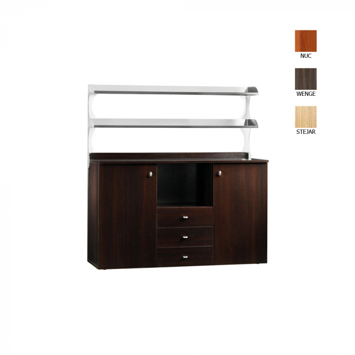 Dulap din PAL melaminat cu 2 usi si 3 sertare, culoare carbon, 1360x480x1550 mm, ML3214SSCA [1]