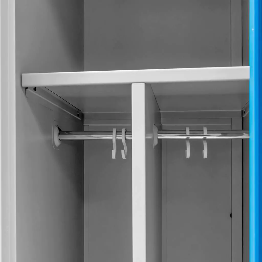 Dulap vestiar 2 usi, cu rafturi, gri/albastru, 80x50x180cm [2]