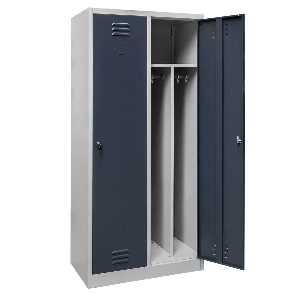Dulap vestiar 2 usi, cu rafturi, gri/grafit, 80x50x180cm [2]