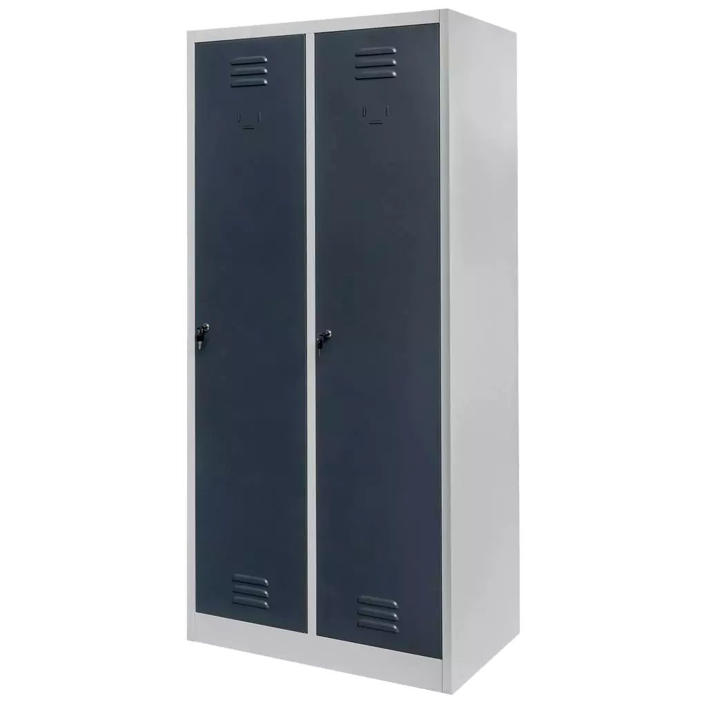 Dulap vestiar 2 usi, cu rafturi, gri/grafit, 80x50x180cm [5]