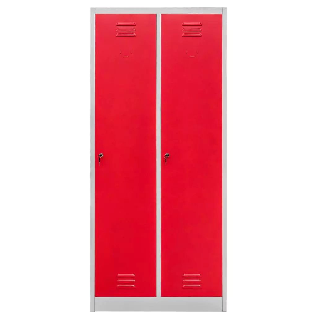 Dulap vestiar 2 usi, cu rafturi, gri/rosu, 80x50x180cm [6]