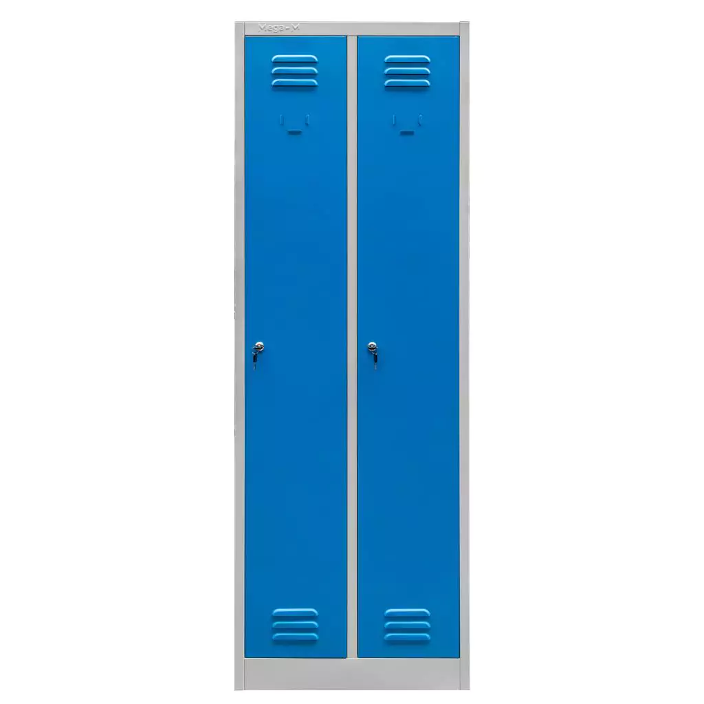 Dulap vestiar 2 usi, gri/albastru, 60x50x180cm [4]