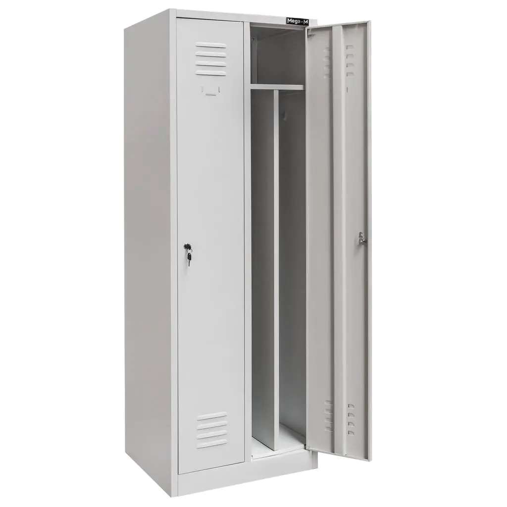 Dulap vestiar 2 usi, gri, cu rafturi, 60x50x180cm [6]