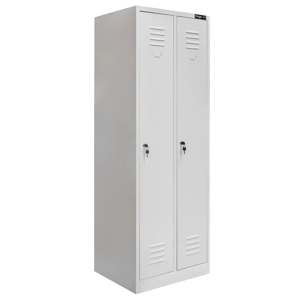 Dulap vestiar 2 usi, gri, cu rafturi, 60x50x180cm [4]