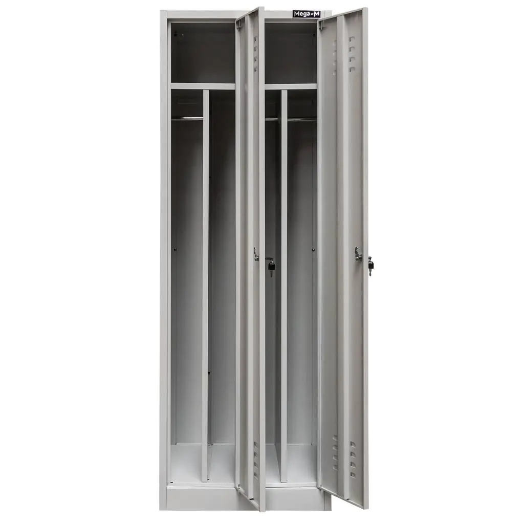 Dulap vestiar 2 usi, gri, cu rafturi, 60x50x180cm [7]