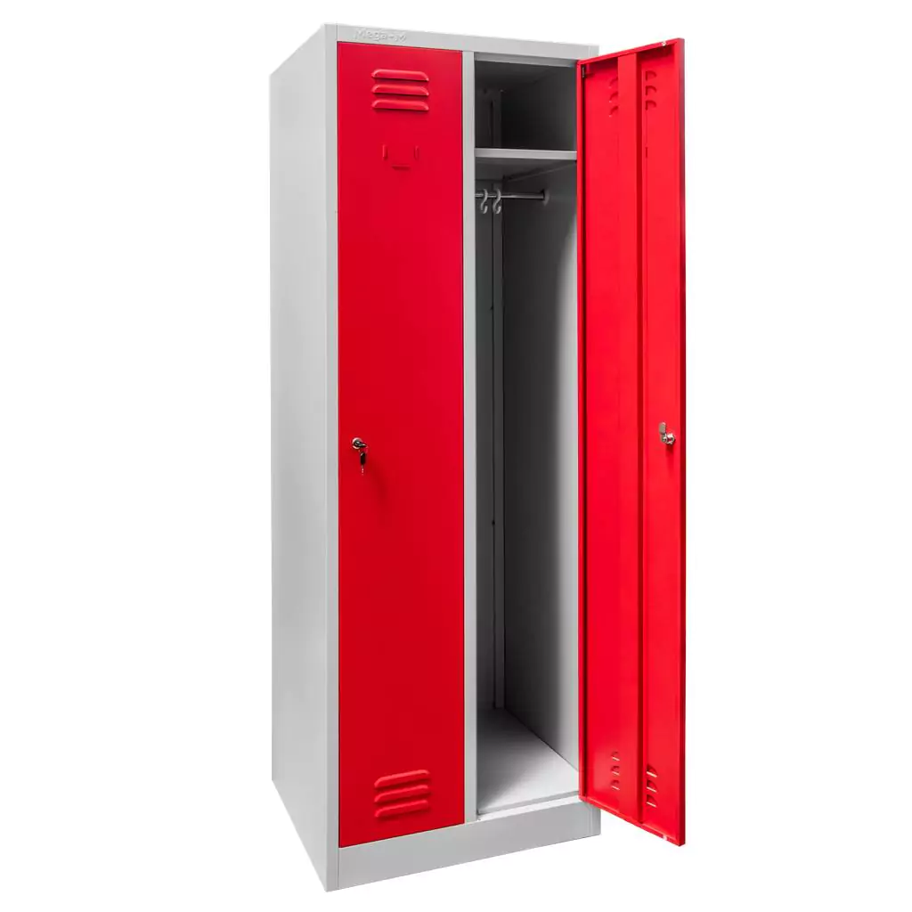Dulap vestiar 2 usi, gri/rosu, 60x50x180cm [2]