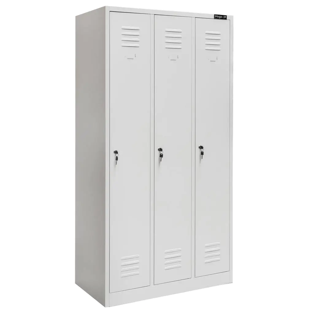 Dulap vestiar 3 usi, gri, 90x50x180cm [2]