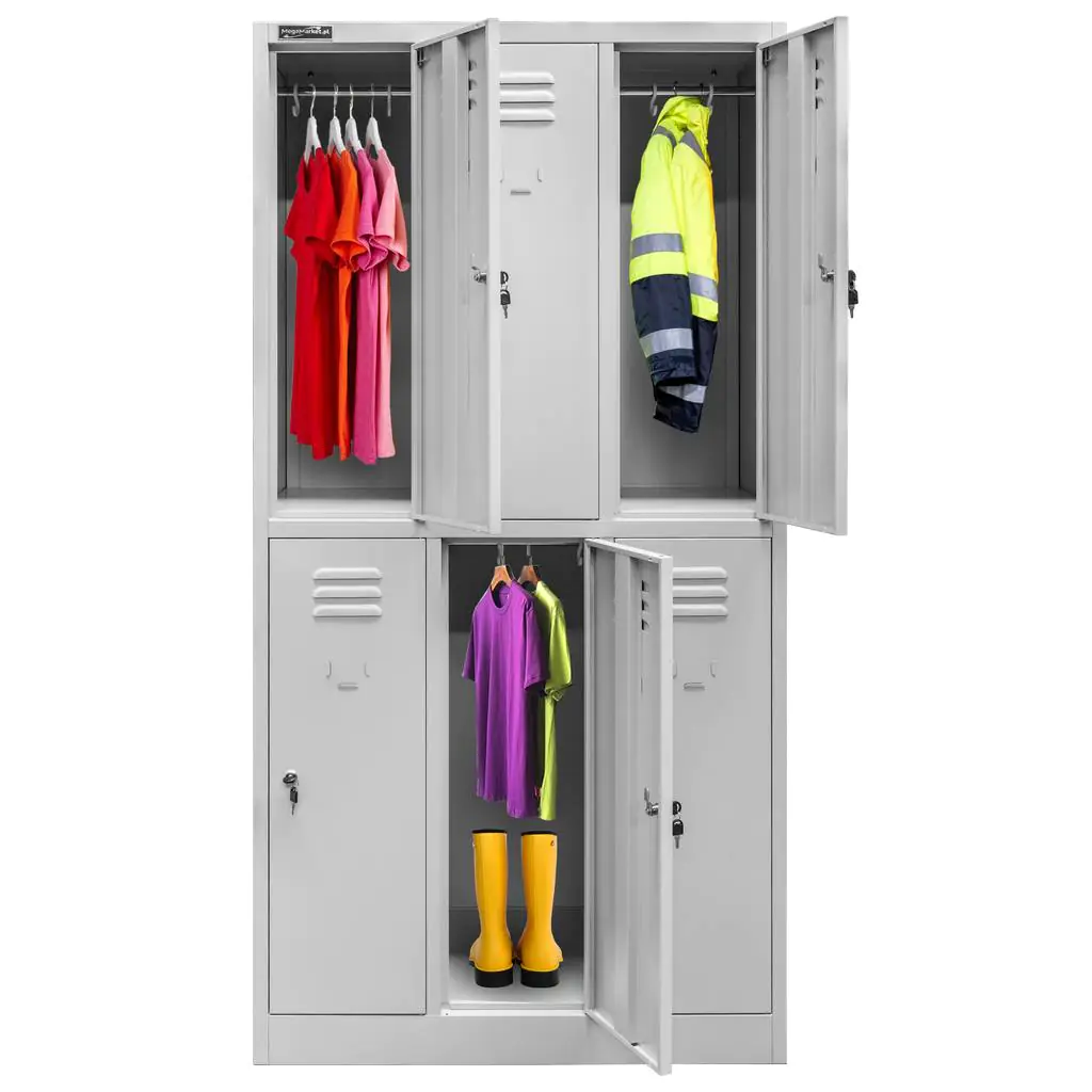Dulap vestiar cu casete 6 usi, gri, 90x50x180cm [8]