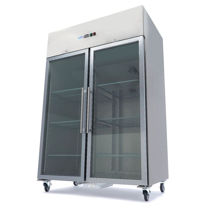 Frigider inox 1400 litri cu usi sticla si 6 rafturi reglabile [1]