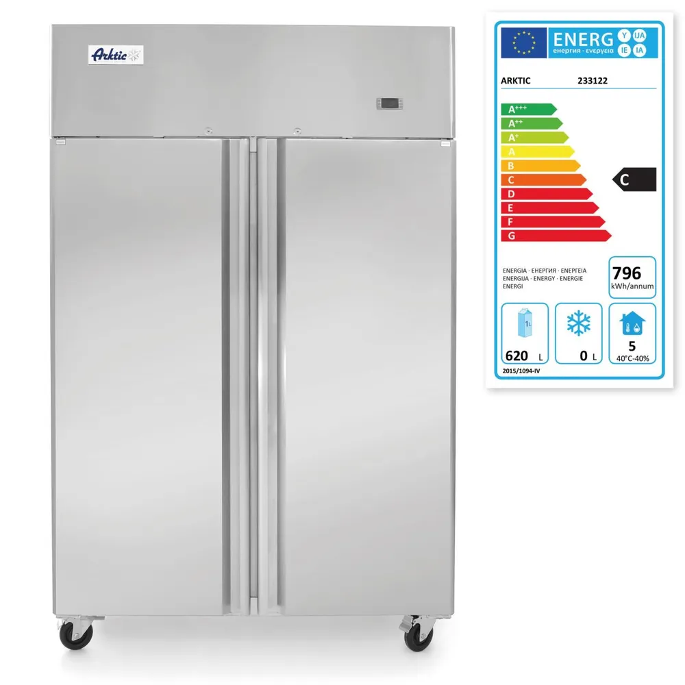 Frigider profesional 900L, 2 usi, -2/8°C, inox, pe roti [3]