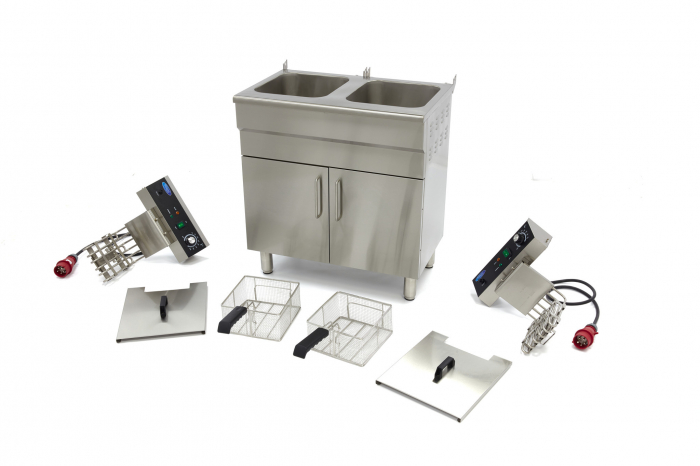 Friteuza electrica cu suport tip dulap si robinet 2x16L, 2x5000W, 400V [8]