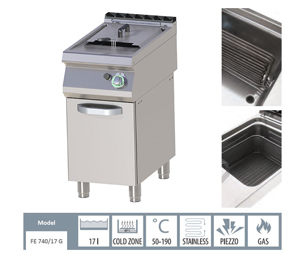 Friteuza gaz profesionala 17 litri cu suport, 15 kW, linia 700, FE740-17G [2]