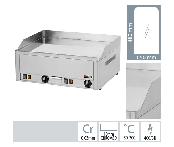 Gratar Fry-top electric cromat neted 480x650 mm, 660x540x220 mm, 6 kW, FTHC60E [2]