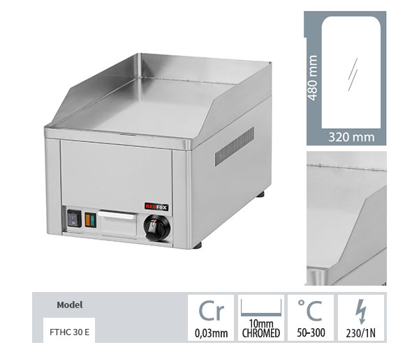 Gratar Fry-top electric cromat neted 480x320 mm, 330x540x220 mm, 3 kW, FTHC30E [3]