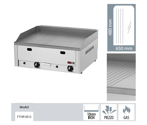 Gratar Fry-top electric cromat neted-striat 480x650 mm, 660x600x220 mm, 8 kW, linia 900, FTHRC60E [3]