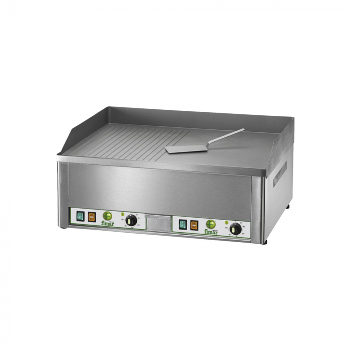 Gratar fry-top electric suprafata fonta mixta neted-striat, 650×480 mm, 400V, 6 kW, FRY2LR [1]