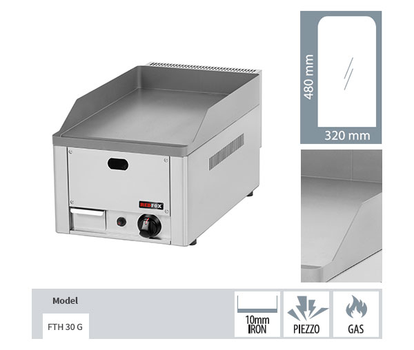 Gratar Fry-top gaz neted 480x320 mm, 330x600x290 mm, 4 kW, FTH30G [3]