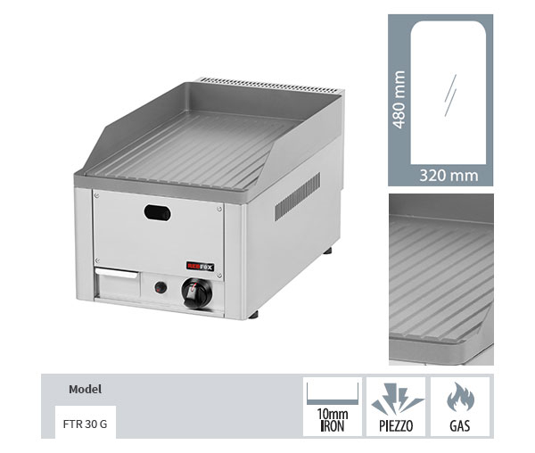 Gratar Fry-top gaz striat 480x320 mm, 330x600x290 mm, 4 kW, FTR30G [2]