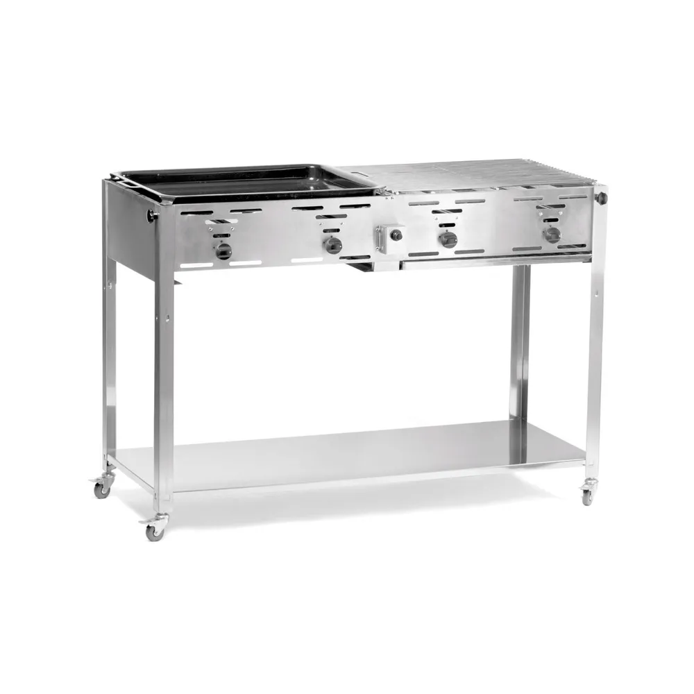 Gratar gaz Master Quattro 22kW, 4 arzatoare, inox, pe roti [1]