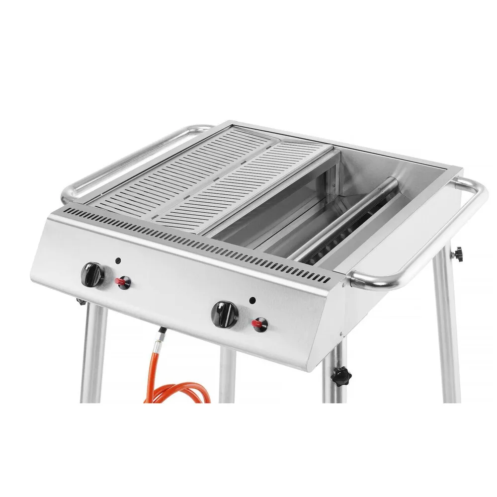 Gratar gaz Xantos, 9.5 kW, 2 arzatoare, compact, inox [4]