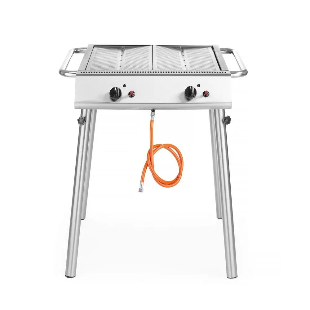 Gratar gaz Xantos, 9.5 kW, 2 arzatoare, compact, inox [2]