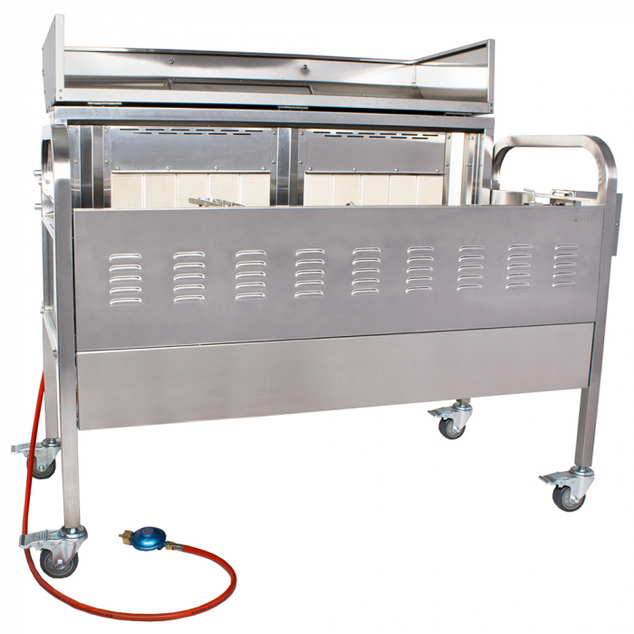 Gratar pe carbune din inox cu protap rotisor electric inchis cu arzator pe gaz, 16,8kW, BSG-120D [2]