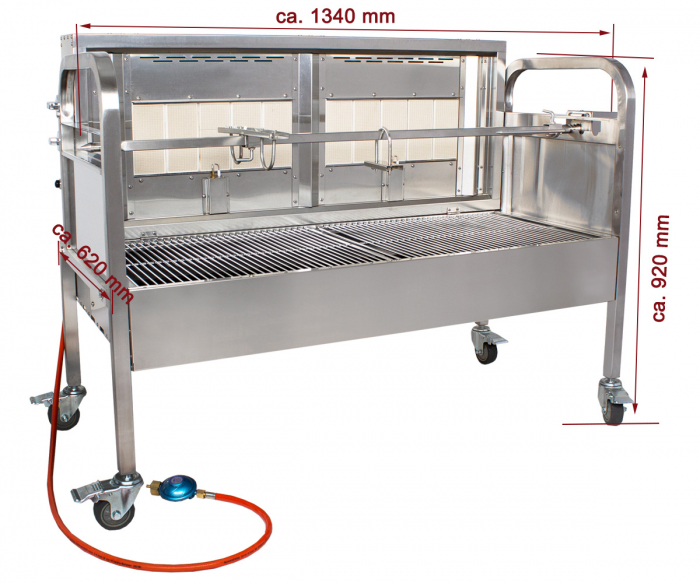 Gratar pe carbune din inox cu protap rotisor electric deschis cu arzator pe gaz, 16,8kW, BSG-120G [4]