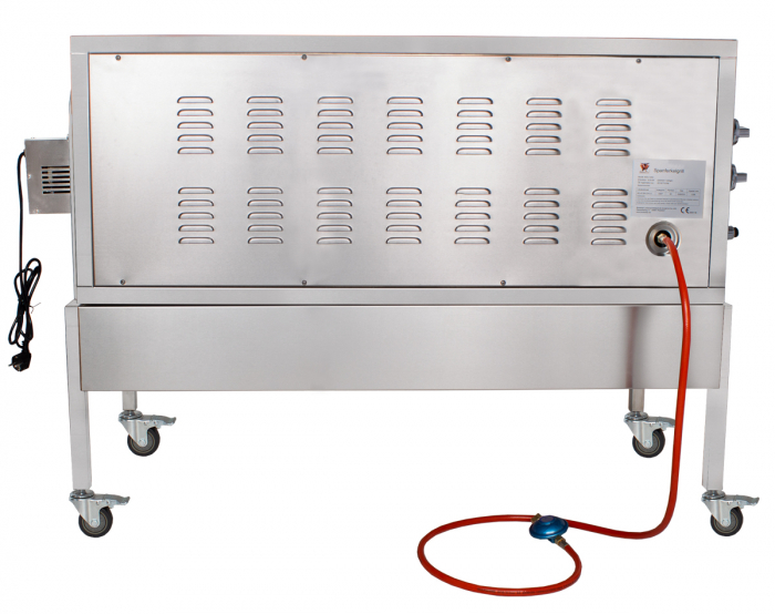 Gratar pe carbune din inox cu protap rotisor electric deschis cu arzator pe gaz, 16,8kW, BSG-120G [7]