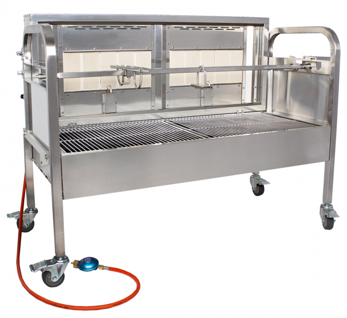 Gratar pe carbune din inox cu protap rotisor electric deschis cu arzator pe gaz, 16,8kW, BSG-120G [3]