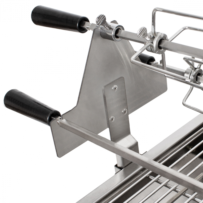 Gratar 660x355 mm pe carbuni cu 10 frigarui si protap rotisor electric din inox pentru pui BSG-90SG [4]