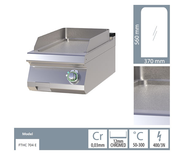 Grill Fry-top electric cromat neted 560x370 mm de banc, 4,5 kW, linia 700, FTHC704E [2]