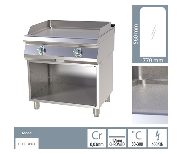 Grill Fry-top electric cromat neted 560x770 mm cu suport, 9 kW, linia 700, FTHC780E [2]