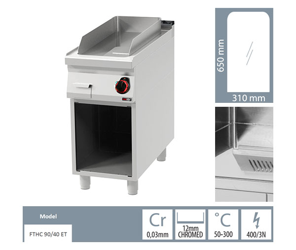 Grill Fry-top electric cromat neted 650?310 mm cu suport, 6 kW, linia 900, FTHC90/40E [2]
