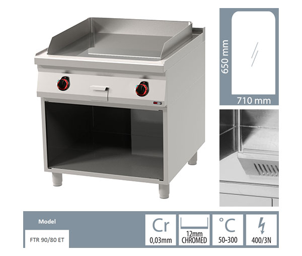 Grill Fry-top electric cromat neted 650x710 mm cu suport, 12 kW, linia 900, FTHC90/80E [2]