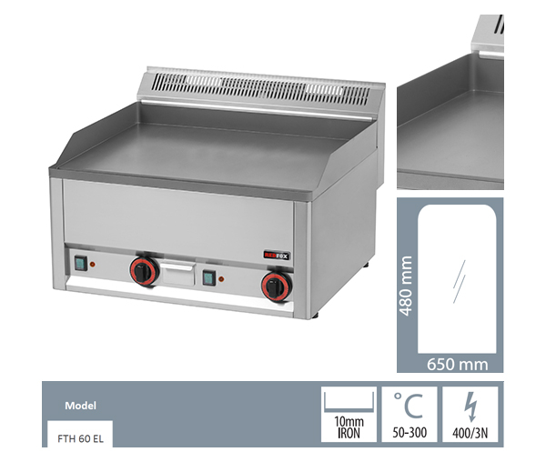 Grill Fry-top electric neted 480x650 mm, linia 600, FTH60EL [2]