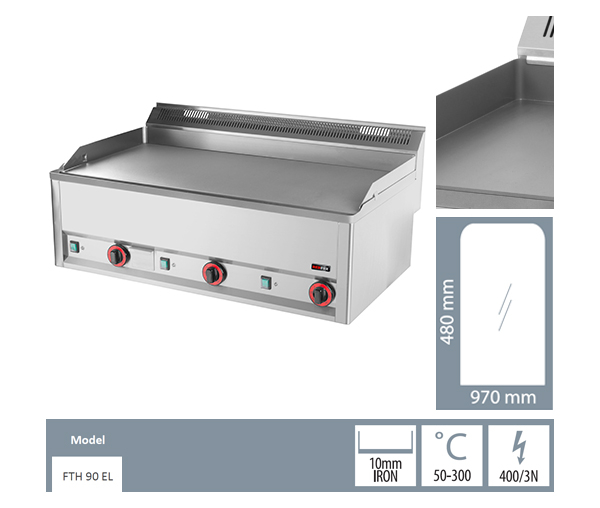 Grill Fry-top electric neted 480x970 mm, linia 600, FTH90EL [2]