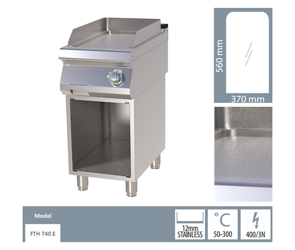 Grill Fry-top electric neted 560x370 mm cu suport, 4,5 kW, linia 700, FTH740E [2]