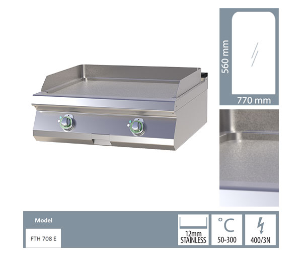 Grill Fry-top electric neted 560x770 mm de banc, 9kW, linia 700, FTH708E [2]