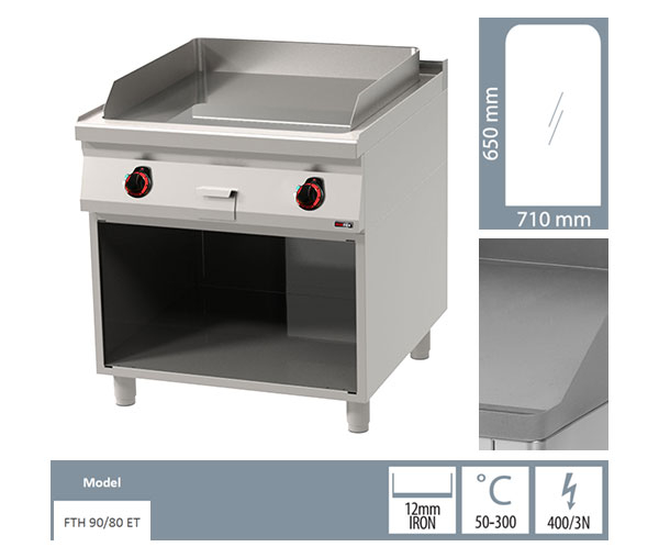 Grill Fry-top electric neted 650x710 mm cu suport, 12 kW, linia 900, FTH90/80E [2]
