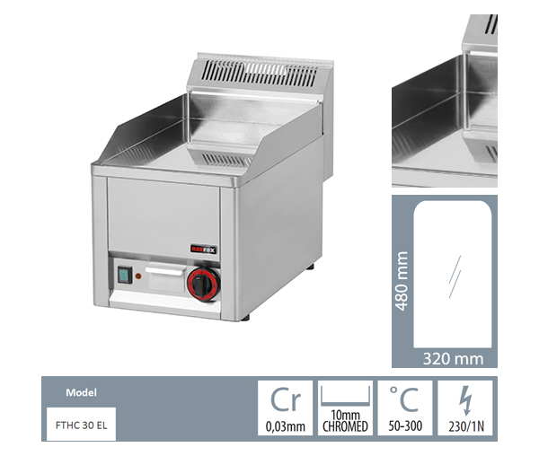 Grill Fry-top gaz cromat neted 480x320 mm, linia 600, FTHC30GL [2]