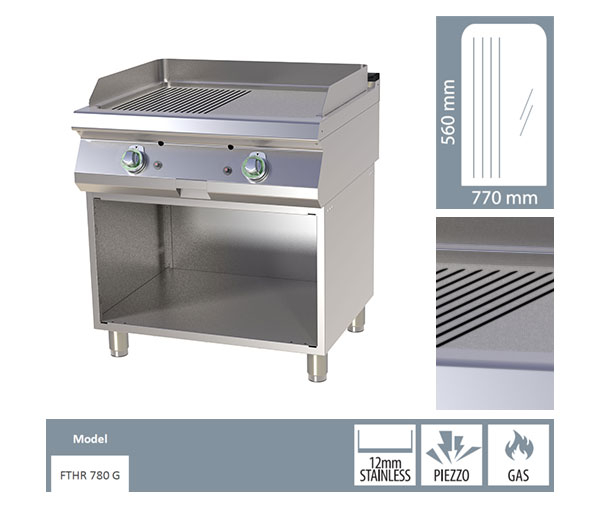 Grill Fry-top gaz mixt 560x770 mm cu suport, 14 kW, linia 700, FTHR780G [2]