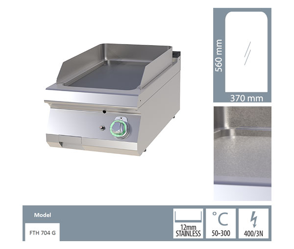 Grill Fry-top gaz neted 560x370 mm de banc, 7 kW, linia 700, FTH704G [2]