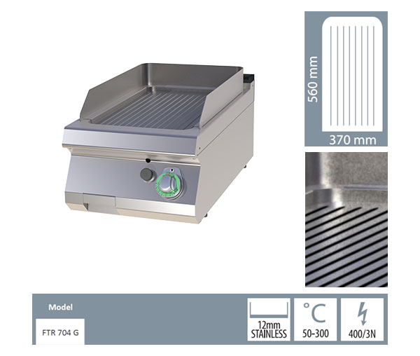 Grill Fry-top gaz striat 560?370 mm de banc, 7 kW, linia 700, FTR704G [2]