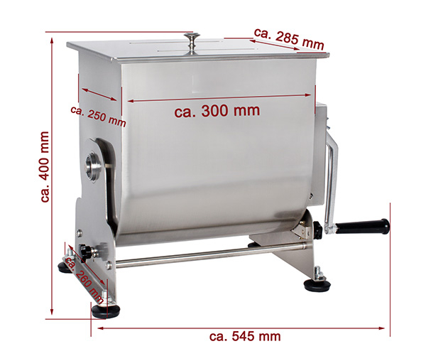 Malaxor carne manual 20 litri, otel inoxidabil, cuva rebatabila BPM-20 [6]