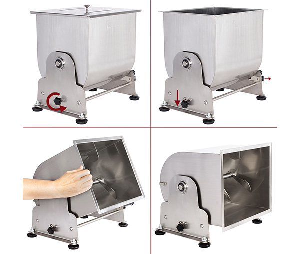 Malaxor carne manual 30 litri, otel inoxidabil, cuva rebatabila BPM-30 [5]